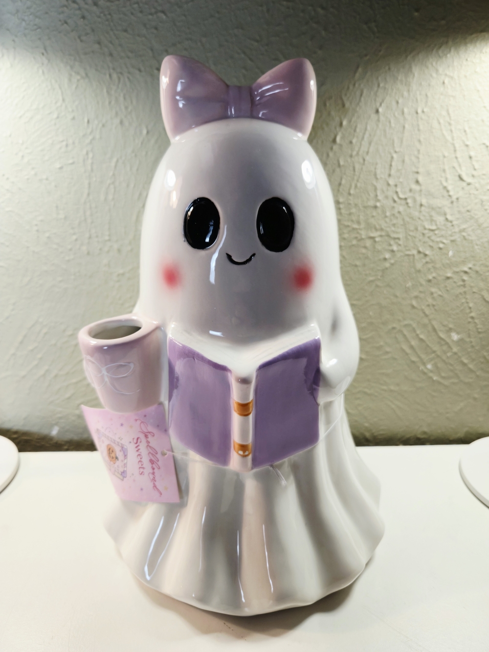 Spellbound Sweets "Bookworm" Coquette Ghost Figurine Pinkoween/Summerween NWT